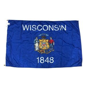 Wisconsin State Flag Made in USA Banner American Pride Home Decor 60"x 36"‎ WI